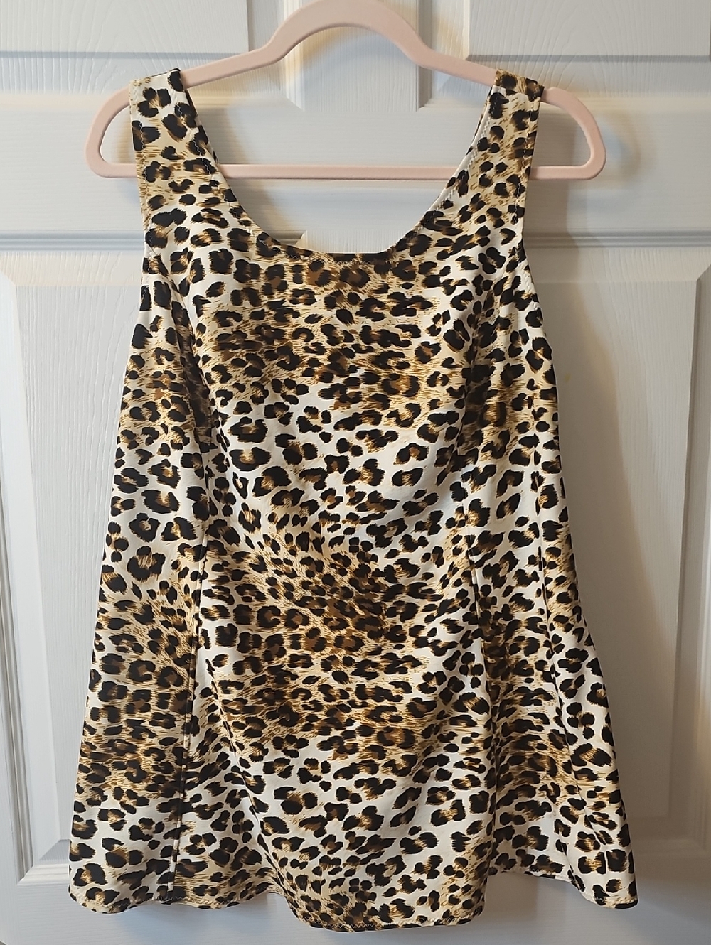 Leopard Print Sleeveless A-Line Top, XXL
